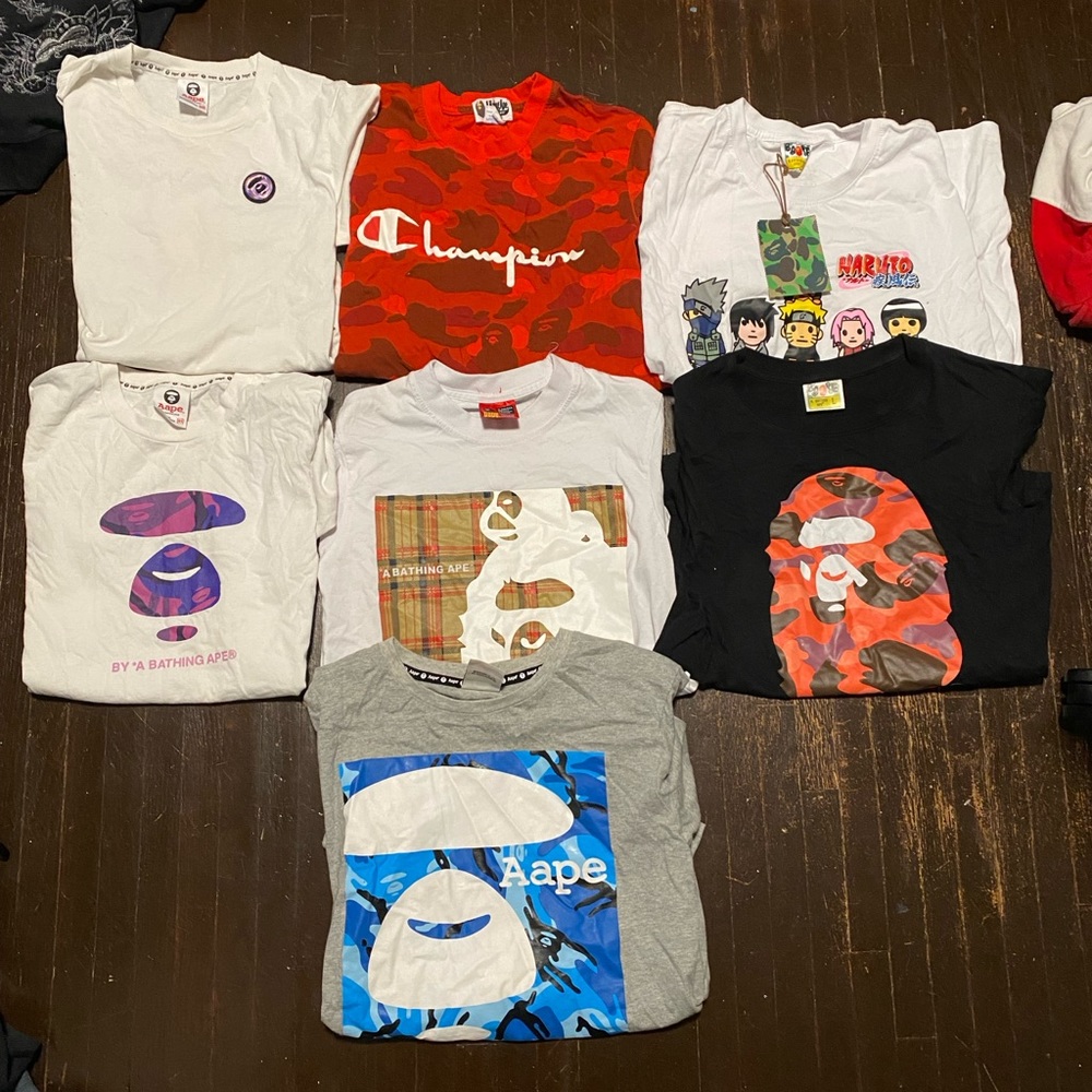 Lot of 7 Bape T Shirts Various Sizes